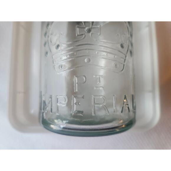 Vintage CROWN PT IMPERIAL Aqua Blue pint fruit jar - Picture 7 of 9